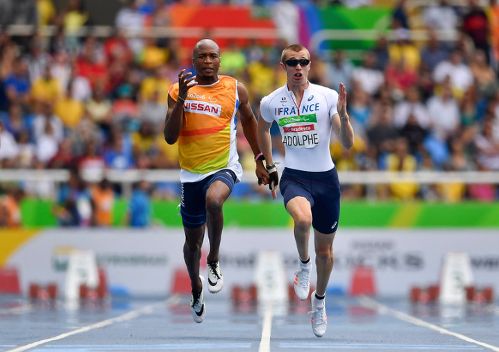 Timothée Adolphe et son guide Jeffrey John aux Jeux de Rio 2016. (France Paralympique)