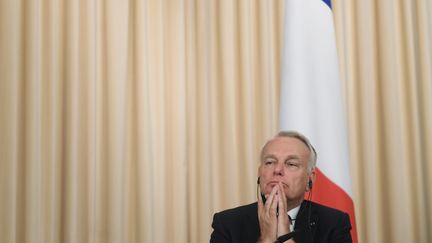 Le ministre des Affaires étrangères, Jean-Marc Ayrault, le 6 octobre 2016 à Moscou (Russie). (GRIGORIY SISOEV / SPUTNIK / AFP)