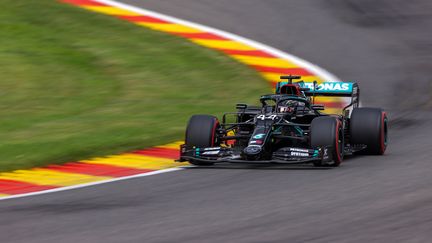 Lewis Hamilton (Mercedes) lors des qualifications du Grand Prix de Belgique. (LARS BARON / POOL)