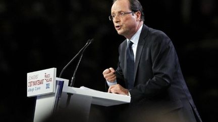 François Hollande tient meeting au Bourget, le 22 janvier 2012. (AFP - Patrick Kovarik)