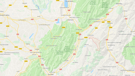 Carte de localisation d'Arvillard (Savoie). (GOOGLEMAPS)