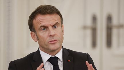 Le président de la République Emmanuel Macron au palais présidentiel du Kazakhstan à Astana, le 1er novembre 2023. (LUDOVIC MARIN / AFP)