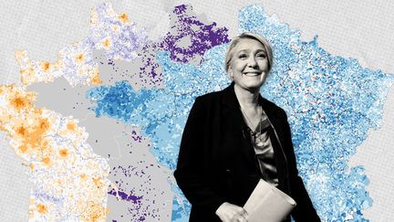 2017-2022 : visualisez la progression de Marine Le Pen au second tour de l'élection présidentielle en trois cartes.  (FRANCEINFO)