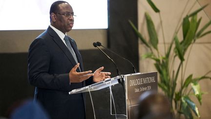 Le président sénégalais, Macky Sall, le 26 février 2024 à Diamniadio (Sénégal). (SEYLLOU / AFP)