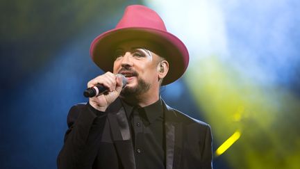 Le chanteur et compositeur britannique Boy George se produit à Haydon Park (Angleterre), le 22 juillet 2017. (MIKE GRAY / MAXPPP)