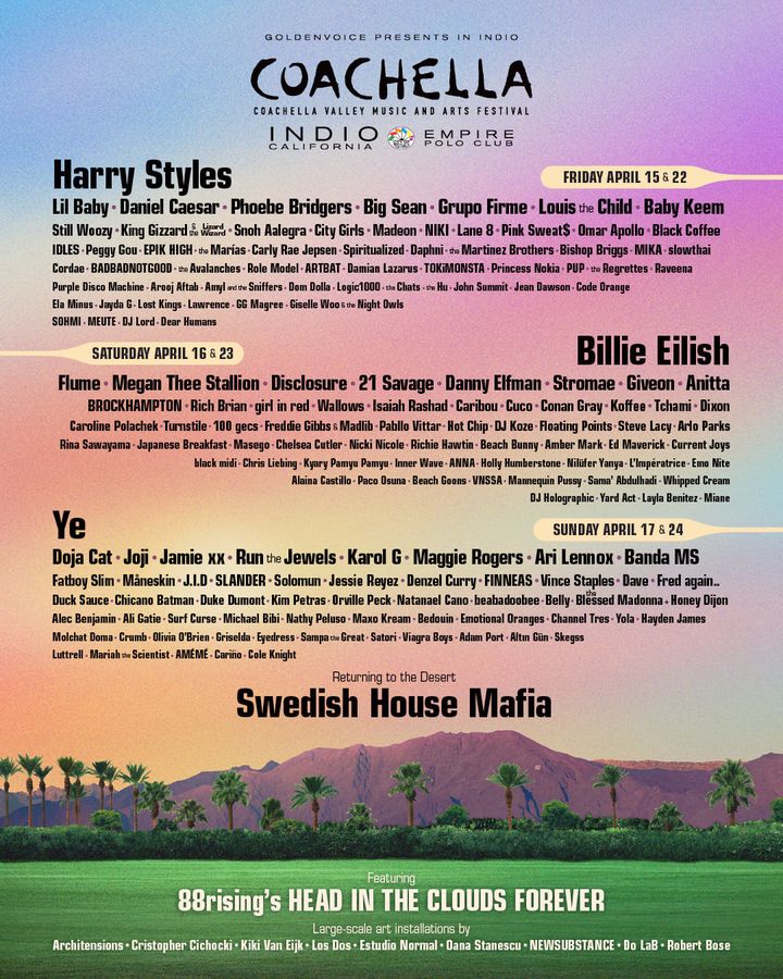 L'affiche de l'édition 2022 du festival californien Coachella. (COACHELLA - AEG)