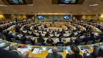 Les élus de la nouvelle région&nbsp;Alsace-Champagne-Ardenne-Lorraine, lundi 4 janvier 2016 à&nbsp;Strasbourg (Bas-Rhin). (CLAUDE TRUONG-NGOC / CITIZENSIDE.COM / AFP)