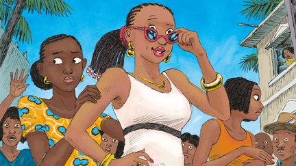 Extrait de la couverture du 2e tome d'"Aya de Yopougon", de Marguerite Abouet et Clément Oubrerie (GALLIMARD BANDE DESSINEE)