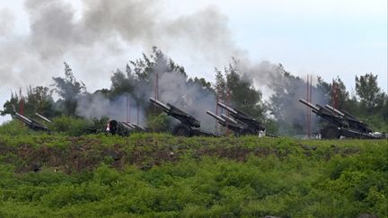 Des militaires taïwanais participent à un exercice militaire à Pingtung, le 9 août 2022. (SAM YEH / AFP)