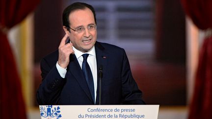 Fran&ccedil;ois Hollande, le 14 janvier 2014, lors de sa conf&eacute;rence de presse &agrave; l'Elys&eacute;e, &agrave; Paris. (ALAIN JOCARD / AFP)