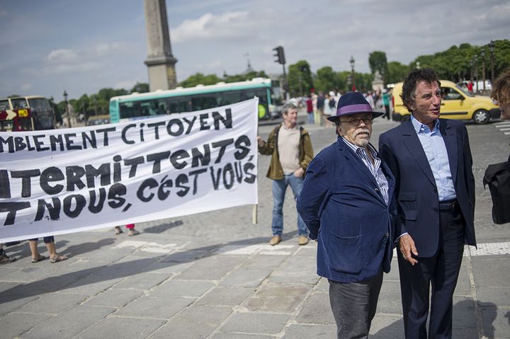 Jean-Michel Ribes et Jack Lang soutiennent les intermittents le 16 juin
 (FRED DUFOUR / AFP)