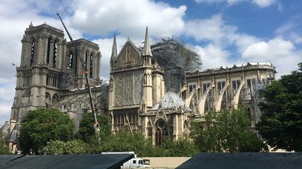 La cathédrale Notre-Dame de Paris en travaux, après l'incendie. (NOÉMIE BONNIN / RADIOFRANCE)