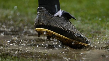 Une chaussure d'un des 22 joueurs du match Genk-Lierse, en Belgique, le 9 d&eacute;cembre 2012. (YORICK JANSENS / BELGA MAG / AFP)