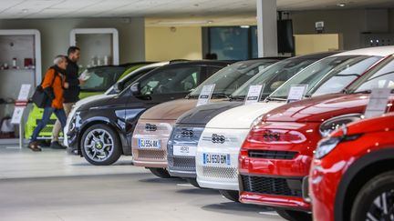 Des voitures électriques mises en vente dans un garage à Montbéliard dans le Doubs, le 25 janvier 2024. (Illustration) (LIONEL VADAM  / MAXPPP)