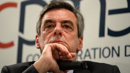 François Fillon au siège de la CPME, lundi 6 mars 2017 à Puteaux (Hauts-de-Seine). (ERIC PIERMONT / AFP)