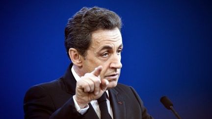 Nicolas Sarkozy à Fessenheim (LIONEL BONAVENTURE / AFP)