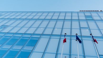 Le tribunal de grande instance de Paris, situé porte de Clichy, le 5 avril 2020. (MATHIEU MENARD / HANS LUCAS / AFP)