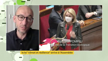 Sylvain Burquier,&nbsp;de la Convention citoyenne pour le climat, était l'invité de&nbsp;Sophie Le Saint sur franceinfo canal 27. (FRANCEINFO)