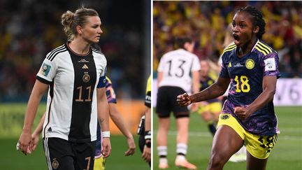 L'attaquante allemande Alexandra Popp et la Colombienne Linda Caicedo, lors de la Coupe du monde 2023. (AFP)