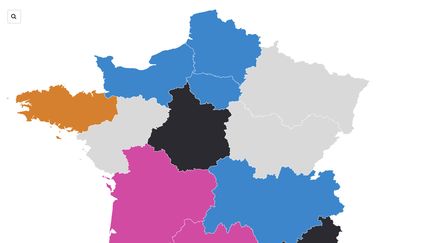 La carte des sondages pour les régionales 2021. (FRANCEINFO)