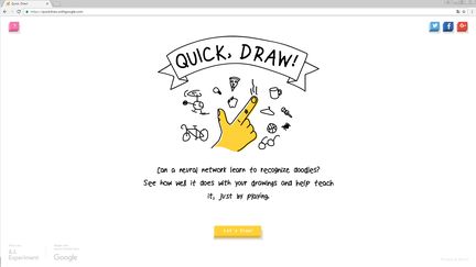 Capture d'écran de la page d'accueil de Quick, Draw! (Quick, Draw!)