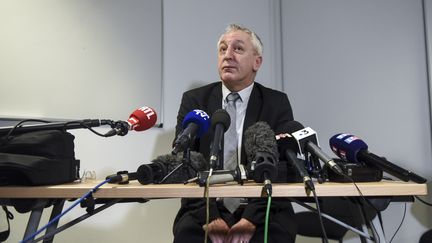 Le procureur d'Angers (Maine-et-Loire), Eric Bouillard, lors d'une conférence de presse au sujet du meurtre de la petite Vanille, le 9 février 2020. (SEBASTIEN SALOM-GOMIS / AFP)