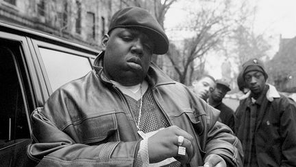 Christopher Wallace, alias Notorious B.I.G. en janvier 1995 à Brooklyn.
 (Clarence Davis/NY Daily News Archive via Getty Images)