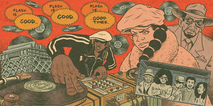 Grandmaster Flash On The Wheels of Steel par Ed Piskor dans "Hip Hop Family Tree Tome 1".
 (Ed Piskor)