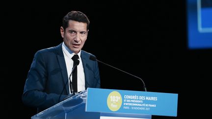 Le nouveau président de l'Association des maires de France, David Lisnard, le 18 novembre 2021 à Paris. (MAXPPP)