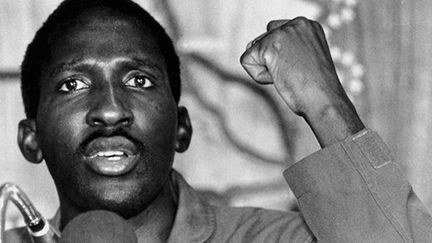 L'ancien président burkinabè Thomas Sankara (photo du film «Capitaine Thomas Sankara») à Harlem (Etats-Unis), le 3 octobre 1984. «Quand le peuple se met debout, l'impérialisme tremble!» (Photo du film «Capitaine Thomas Sankara»)