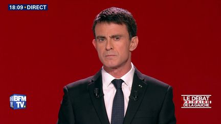 Manuel Valls lors du deuxième débat de la primaire de la gauche, le 15 janvier 2017. (ALEXANDRE MARCHI / MAXPPP)