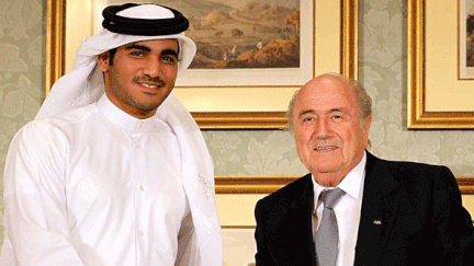 Le Cheikh Mohammed bin Hamad al-Thani (ici avec le président de la FIFA) a désormais des ambitions olympiques pour le Qatar  