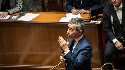 Le ministre de l'Intérieur Gérald Darmanin présent au Palais Bourbon, le 7 février 2023. (XOSE BOUZAS / HANS LUCAS / AFP)