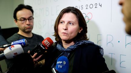 La ministre des Sports, Roxana Maracineanu, lors d'une réunion du comité organisateur des JO 2024, le 12 décembre 2019 à Paris. (THOMAS SAMSON / AFP)