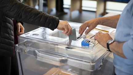 Une personne vote à Lyon (Rhône), le 10 avril 2022.
 (AFP)