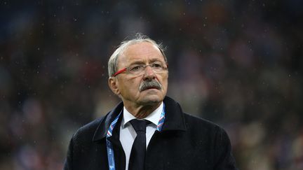 Le sélectionneur Jacques Brunel, lors du match d'ouverture du Tournoi des six nations, France-Pays de Galles, au stade de France le 1er février, qui s'est soldé par une défaite des Bleus 24-19. (ARNAUD JOURNOIS / MAXPPP)