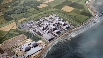 Modélisation du projet de centrale nucléaire Hinkley Point C, au Royaume-Uni. (HAYESDAVIDSON / EDF ENGERY / AFP)