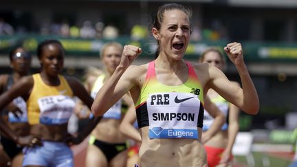 L'athl&egrave;te am&eacute;ricaine Jenny Simpson, le 30 mai 2015 &agrave; Eugene (Etats-Unis). (DON RYAN / AP / SIPA)