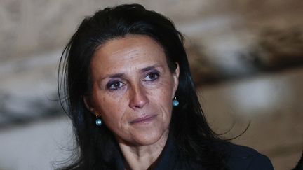 La secrétaire d'Etat à la Francophonie, Chrysoula Zacharopoulou, lors d'une cérémonie à Paris, le 11 novembre 2022. (GEOFFROY VAN DER HASSELT / AFP)