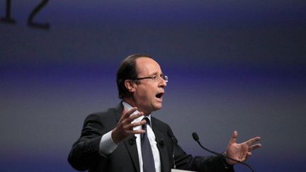 François Hollande prononce son discours lors de son investiture (AFP/JOEL SAGET)