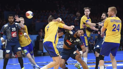 Les Bleus ont battu la Suède 33-30, mardi 24 janvier 2017, en quart de finale du Mondial de handball à Villeneuve-d'Ascq. (DENIS CHARLET / AFP)