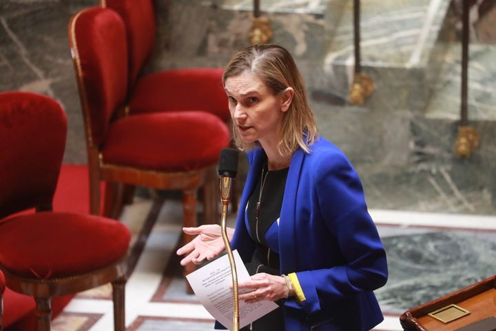 La secrétaire d'Etat à l'Economie, Agnès Pannier-Runacher, à l'Assemblée nationale, à Paris, le 29 avril 2020. (LUDOVIC MARIN /  AFP)