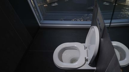 Des toilettes surplombant le distrcit financier de Londres (Royaume-Uni).&nbsp; (LUKE MACGREGOR / REUTERS)