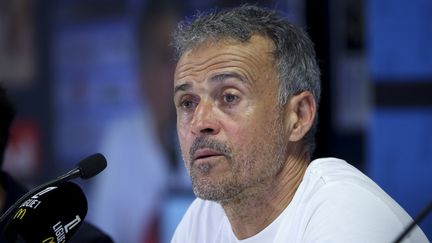 Luis Enrique lors de la conférence de presse après OM-PSG, le 27 octobre 2024. (JEAN CATUFFE / AFP)