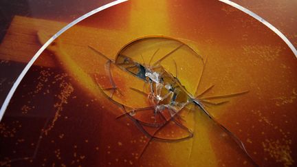 "Piss Christ", une oeuvre d'Andres Serrano vandalisée à Avignon (18 avril 2011)
 (Boris Horvat / AFP)