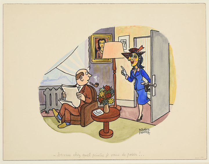 "Devine chez quel peintre je viens de poser", dessin par&nbsp;Maurice Henry, sans date, musée de Reims. (MAURICE HENRY)