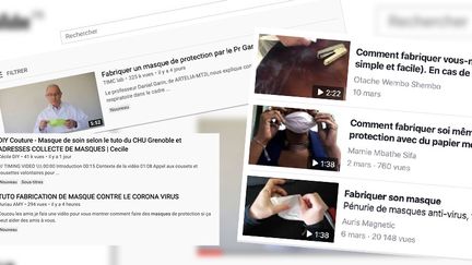 Capture d'écran de vidéos proposant de réaliser sont propre masque de protection contre le coronavirus. (CAPTURE ECRAN)