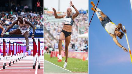 Grant Holloway, Yulimar Rojas et Armand Duplantis. (MAXPP)