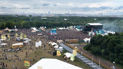 Le site de We Love Green dans le bois de Vincennes vu du ciel (et prise par un drone) dimanche 5 juin 2922. (LUC MARECHAUX POUR WE LOVE GREEN)