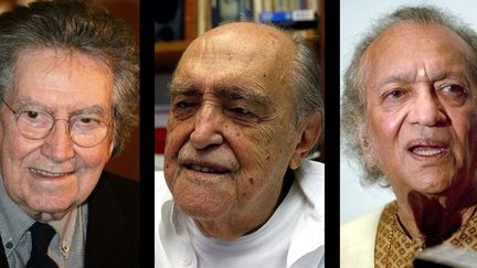 Antoni Tapies (g), Oscar Niemeyer (m) et Ravi Shankar (g)
 (AFP / Dominique Faget / Vanderlei Almeida / Deshakalyan Chowdhury)